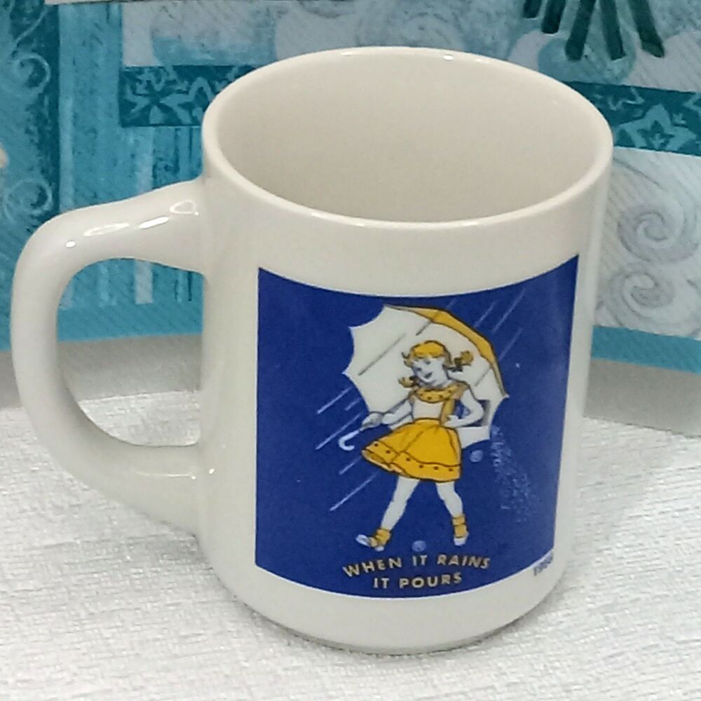Morton Salt 150 Year Commemorative 1956 Ad Coffee Tea CUP 8 oz Umbrella Girl